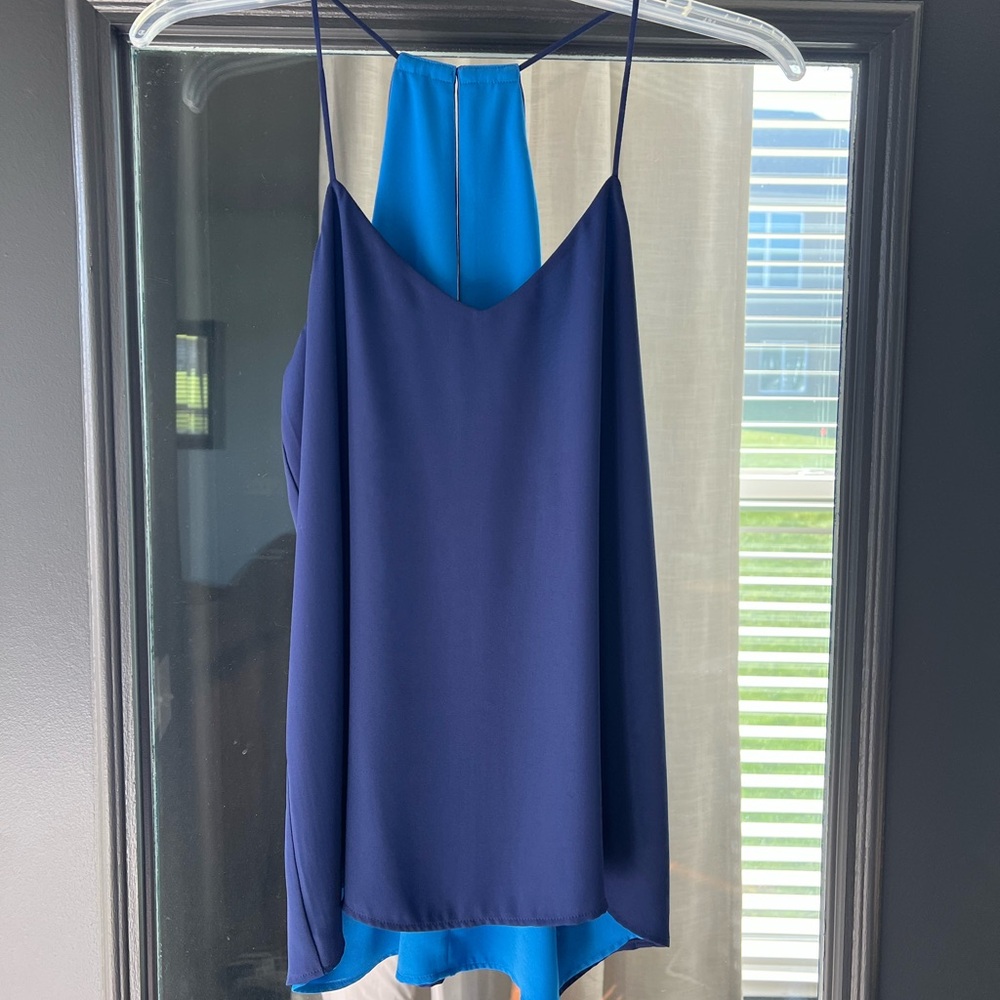 Blue Layered Spaghetti Strap Top